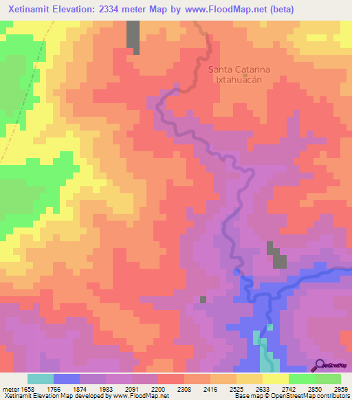 Xetinamit,Guatemala Elevation Map