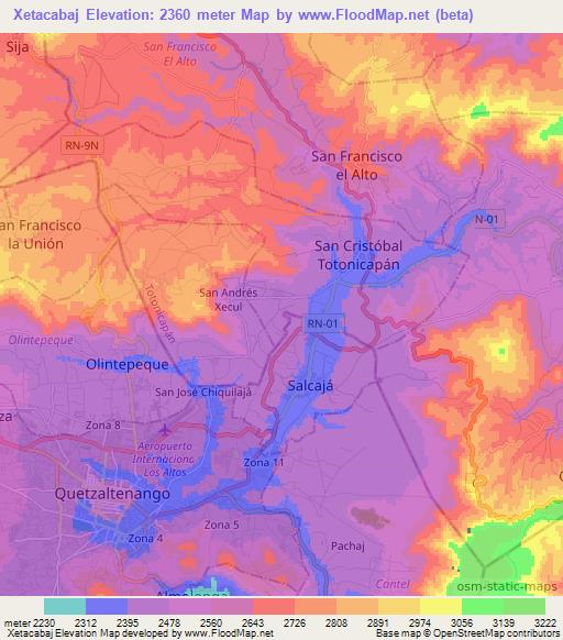 Xetacabaj,Guatemala Elevation Map