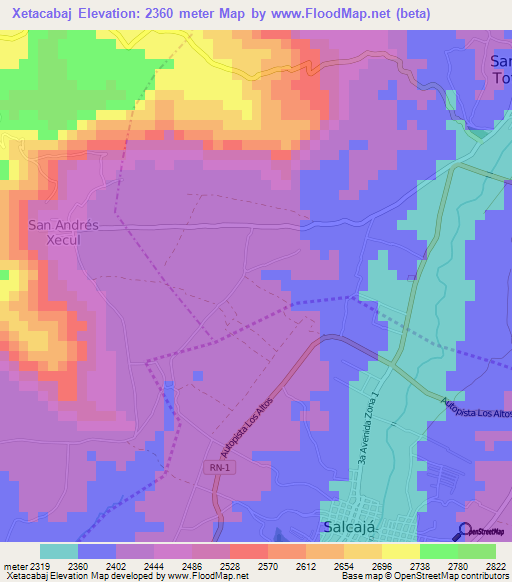 Xetacabaj,Guatemala Elevation Map