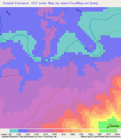 Xetabal,Guatemala Elevation Map