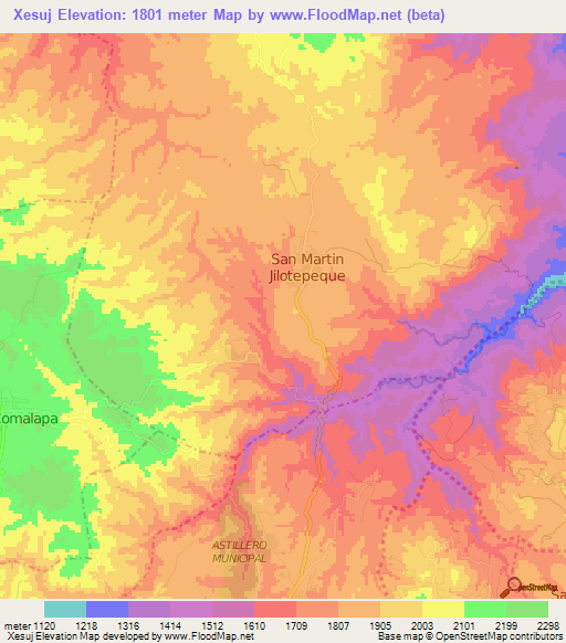 Xesuj,Guatemala Elevation Map