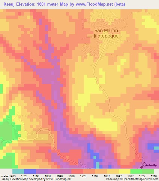 Xesuj,Guatemala Elevation Map