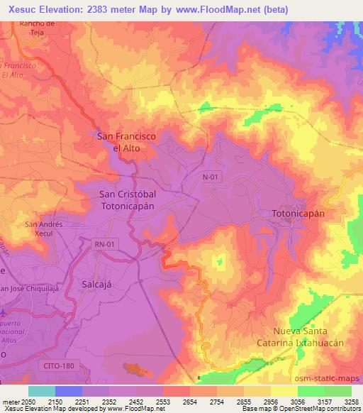 Xesuc,Guatemala Elevation Map