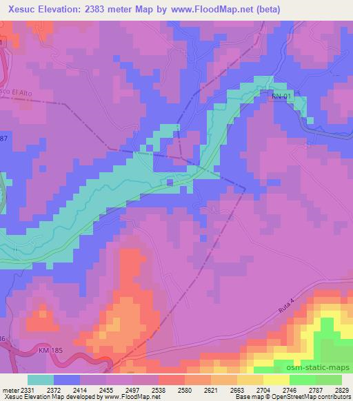 Xesuc,Guatemala Elevation Map