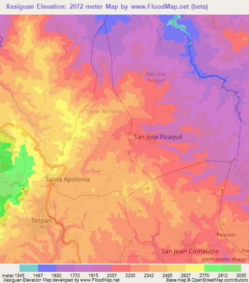 Xesiguan,Guatemala Elevation Map