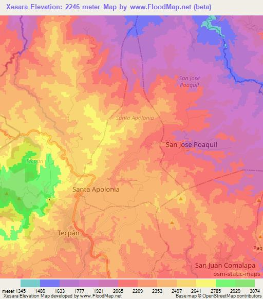 Xesara,Guatemala Elevation Map