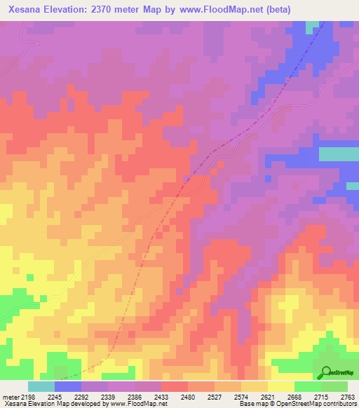 Xesana,Guatemala Elevation Map