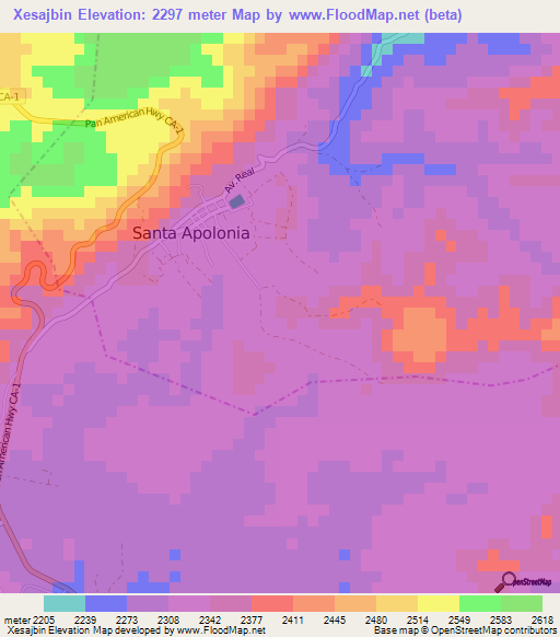 Xesajbin,Guatemala Elevation Map