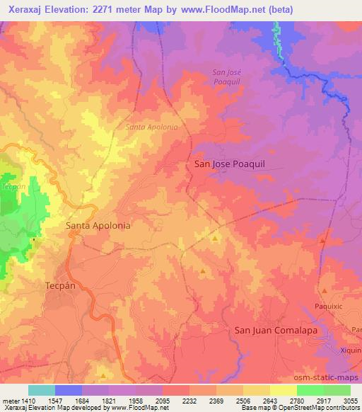 Xeraxaj,Guatemala Elevation Map