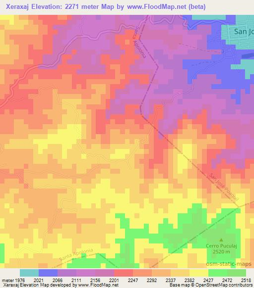 Xeraxaj,Guatemala Elevation Map