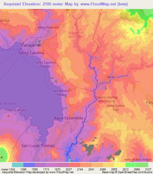 Xequistel,Guatemala Elevation Map