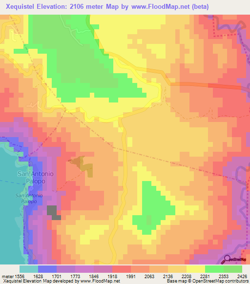 Xequistel,Guatemala Elevation Map