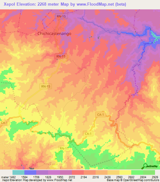 Xepol,Guatemala Elevation Map