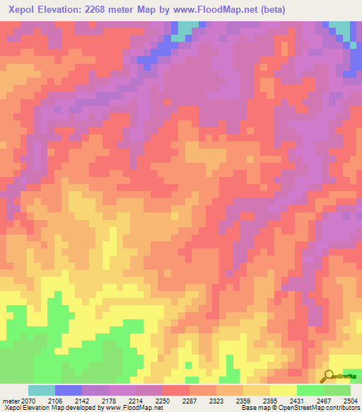 Xepol,Guatemala Elevation Map