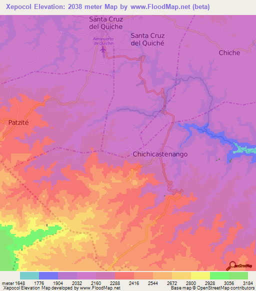 Xepocol,Guatemala Elevation Map