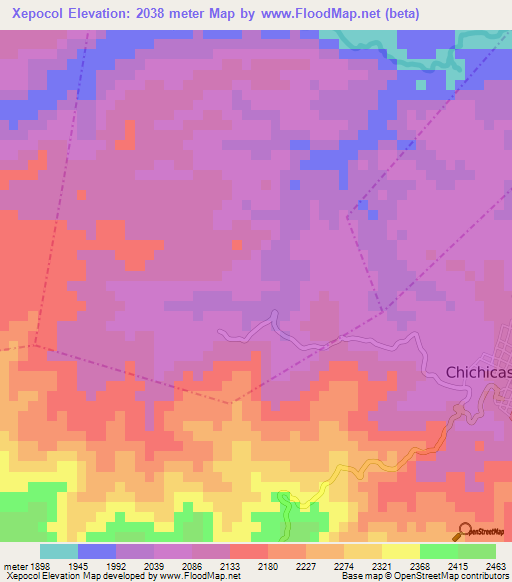 Xepocol,Guatemala Elevation Map