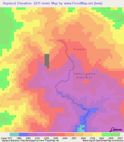 Xepiacul,Guatemala Elevation Map