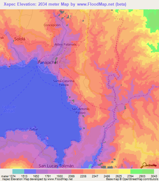 Xepec,Guatemala Elevation Map