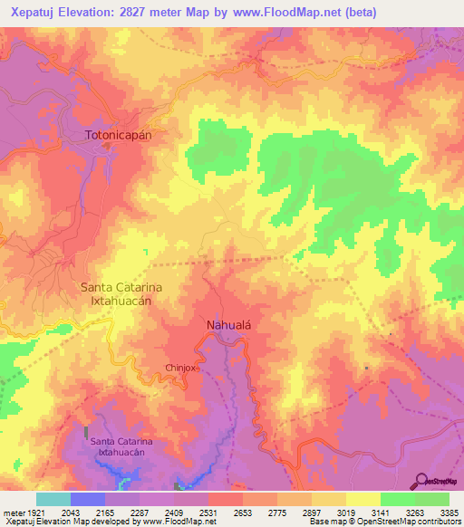 Xepatuj,Guatemala Elevation Map