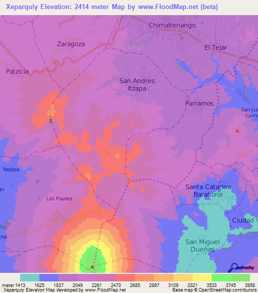 Xeparquiy,Guatemala Elevation Map