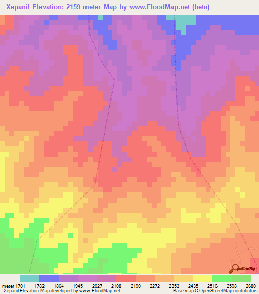 Xepanil,Guatemala Elevation Map