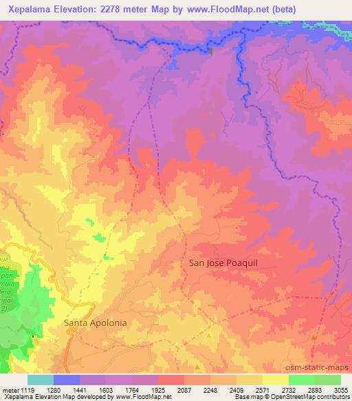 Xepalama,Guatemala Elevation Map