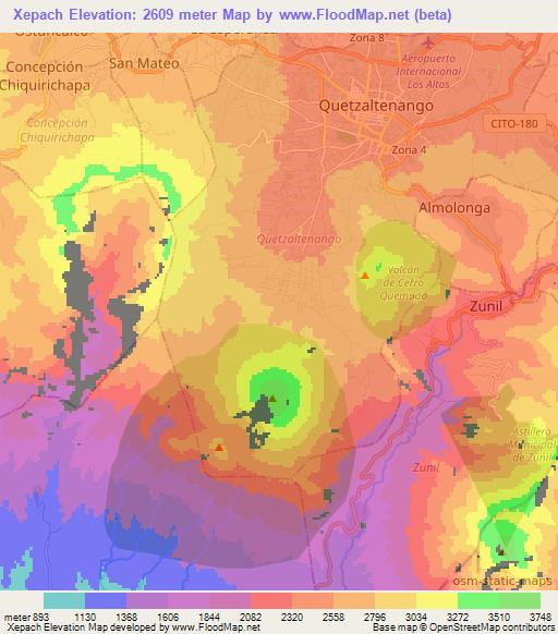 Xepach,Guatemala Elevation Map