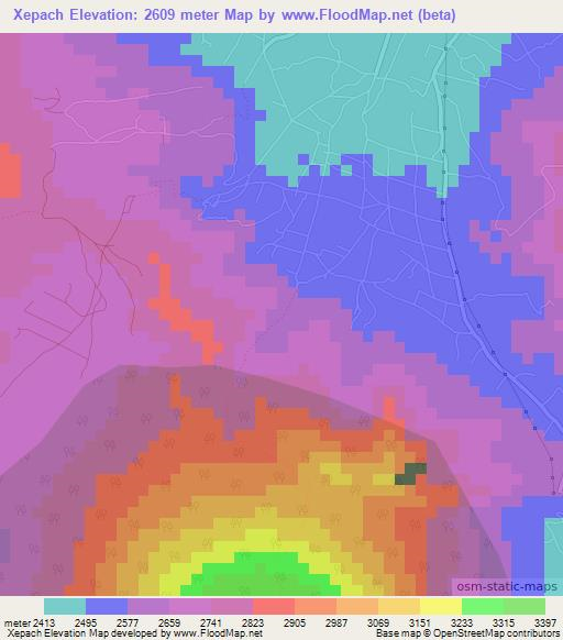 Xepach,Guatemala Elevation Map