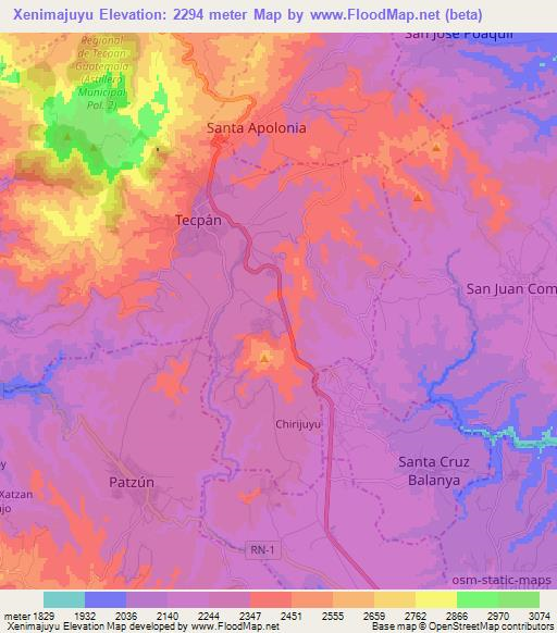 Xenimajuyu,Guatemala Elevation Map