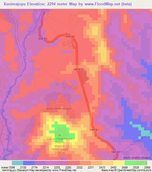 Xenimajuyu,Guatemala Elevation Map