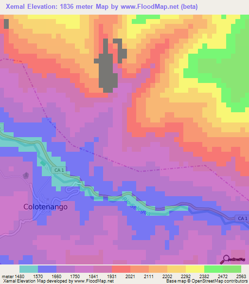 Xemal,Guatemala Elevation Map