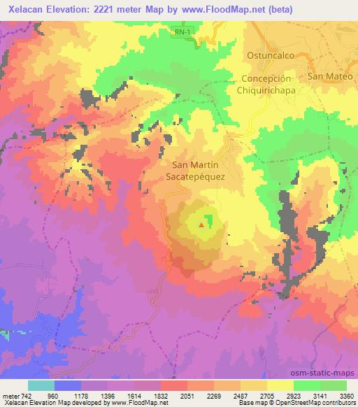 Xelacan,Guatemala Elevation Map