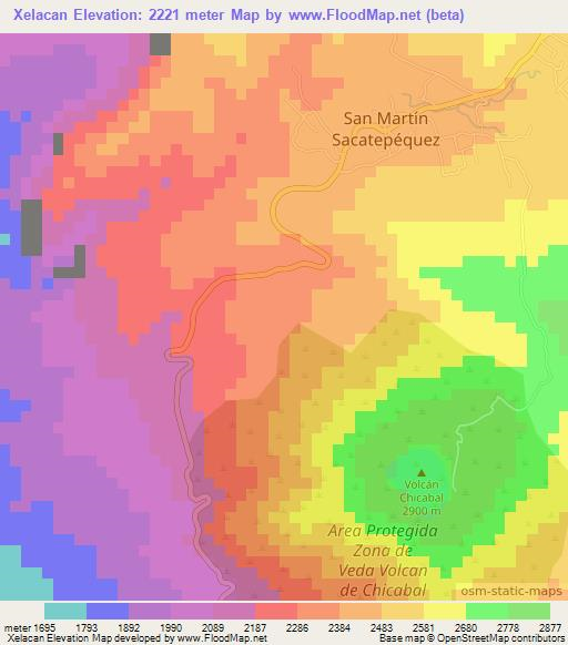 Xelacan,Guatemala Elevation Map