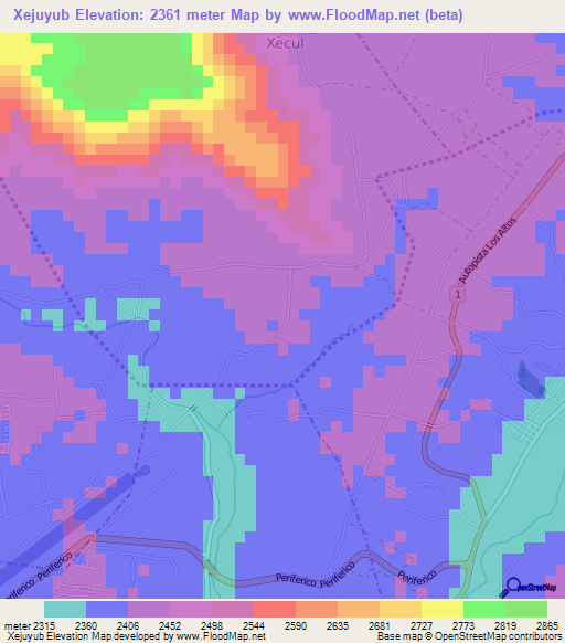 Xejuyub,Guatemala Elevation Map