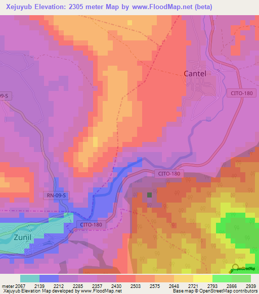 Xejuyub,Guatemala Elevation Map