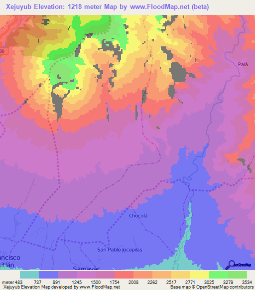 Xejuyub,Guatemala Elevation Map