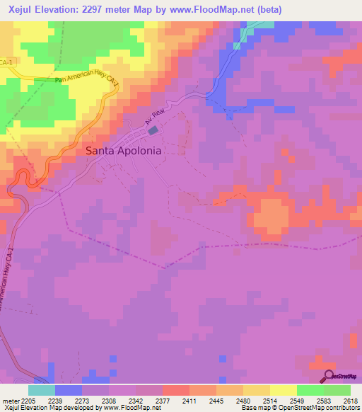 Xejul,Guatemala Elevation Map