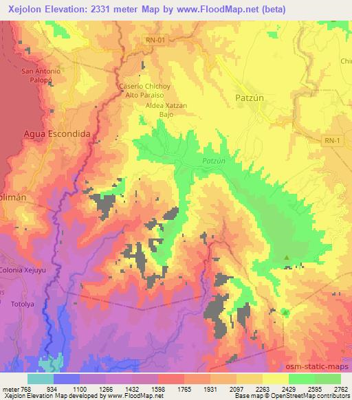 Xejolon,Guatemala Elevation Map