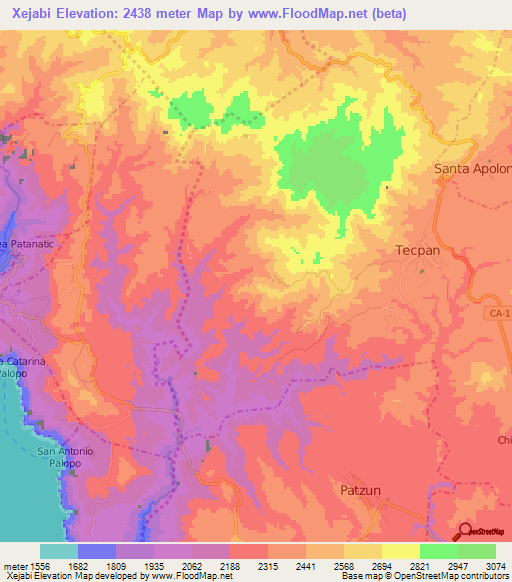 Xejabi,Guatemala Elevation Map