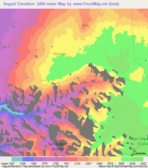 Xeguel,Guatemala Elevation Map