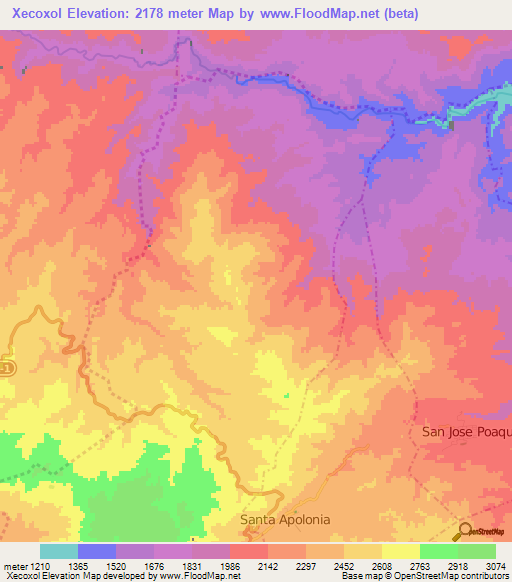 Xecoxol,Guatemala Elevation Map