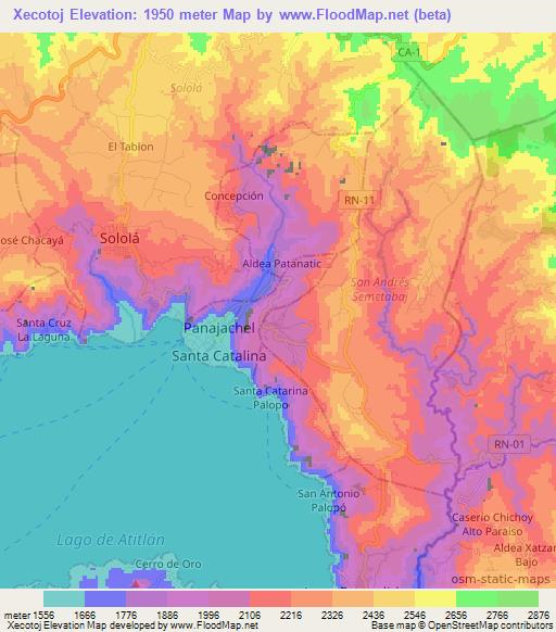 Xecotoj,Guatemala Elevation Map