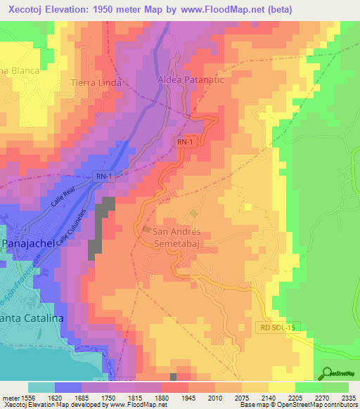 Xecotoj,Guatemala Elevation Map