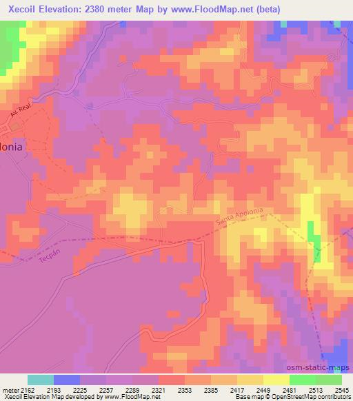 Xecoil,Guatemala Elevation Map