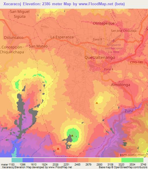 Xecaracoj,Guatemala Elevation Map