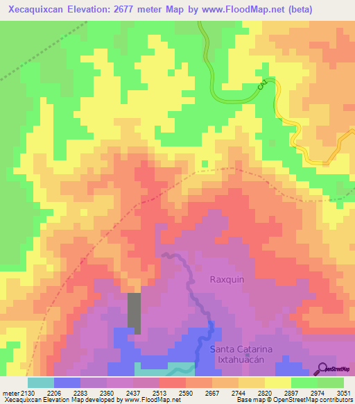 Xecaquixcan,Guatemala Elevation Map