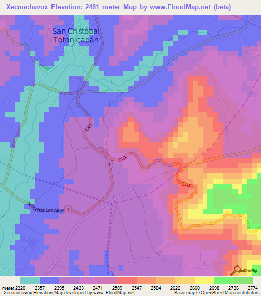 Xecanchavox,Guatemala Elevation Map