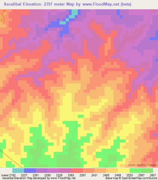 Xecalibal,Guatemala Elevation Map