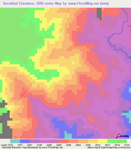 Xecalibal,Guatemala Elevation Map