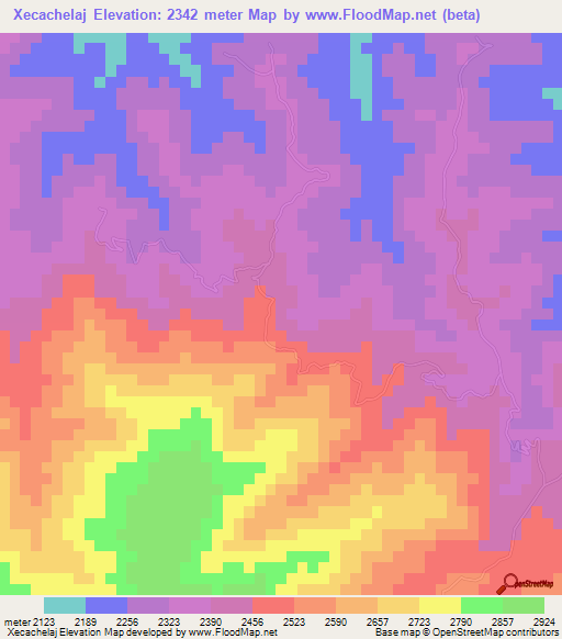 Xecachelaj,Guatemala Elevation Map